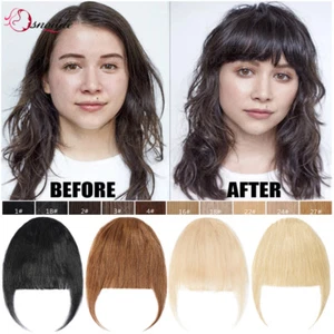 NUEVO 100% Remy cabello humano flequillo clip en extensiones fino limpio aire flecos peluquero - Imagen 1 de 36
