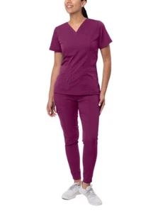 Adar Pro Flawless Plus Scrub Set Women Elevated V-Neck Top & Jogger Scrub Pants - Picture 1 of 224