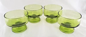 4 Vintage Anchor Hocking Finlandia grün Glas Obst Dessert Becher 60er Jahre B - Bild 1 von 24