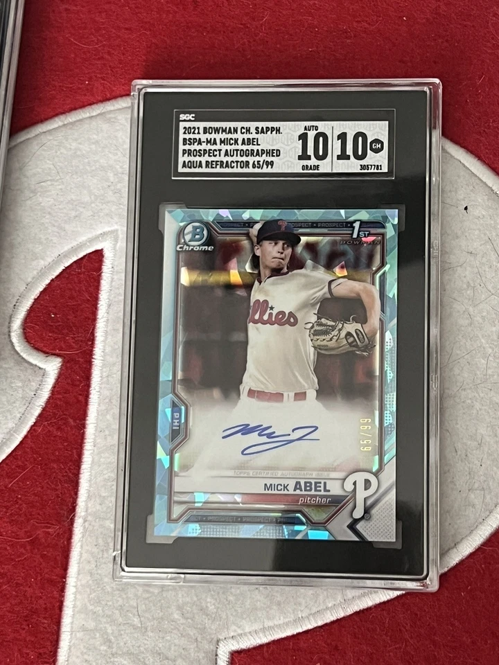 2021 Bowman Chrome Sapphire Aqua MICK ABEL AUTO /99 Phillies SGC 10/10 GEM - Image 1 of 1