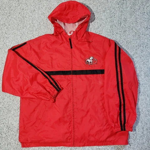 Vintage 90s Georgia Bulldogs Mens L UGA Essex Nylon Jacket Windbreaker Rain Red Cover