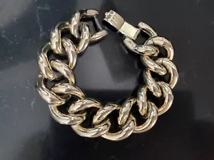 Vintage 1960 schweres goldfarbenes Kettenarmband 3/4” breit /8” lang - TOP ANSEHEN! - Bild 1 von 3