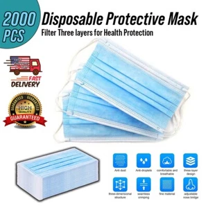 2000 Stck. - Großhandel Großhandel Einweg Gesichtsmasken (40 Packungen) - 3 Schichten Tasse Staub - Bild 1 von 10