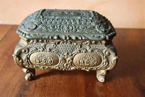 ancien grand coffret a bijoux en regule - Picture 1 of 12