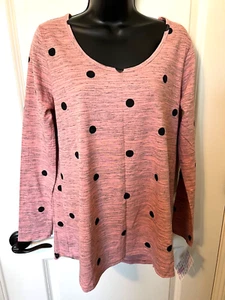 RARE PINK BLACK DOT NWT LULAROE M LYNNAE SHIRT TEE TOP HEATHERED T-SHIRT NEW - Picture 1 of 5