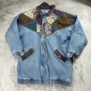 Vintage 1980s Weathered Blues Floral Denim Full Zip Jacket Women’s Medium - Bild 1 von 10