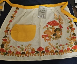 Retro Neu mit Etikett Pilz Hostess Schürze Frottee mit Tasche Neu - Bild 1 von 5