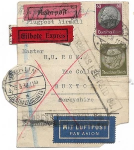 DEUTSCHLAND 2 STÜCK 1937 BERLIN UND 1938 BERLIN EXPRESS GEBÜHREN GÜTESIEGEL MEINE REF 6207 - Bild 1 von 2