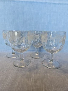 Vintage 4er Set Bartlett Collins mattierte Weinrebe Daumenabdruck Kelch Gläser - Bild 1 von 8