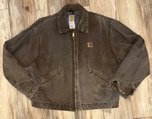 Carhartt J146 CHT Jacket Mens Size XL Brown Detroit Blanket Lined Distressed VTG - Picture 1 of 23
