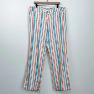 Sundance Cotton Stripe Gauze Button-Fly Wide Leg Gigi Pants - Picture 1 of 6
