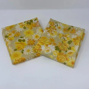 Vtg 70s Lady Pepperell ? Standard Pillow Cases Yellow Orange Spring Flower Retro - Picture 1 of 4