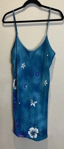 Vintage Expressions Large Intimates Blue Floral Slip Dress Nightgown Fairy Lace - Picture 1 of 6
