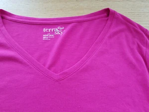 Terra& Sky V-Neck Basic Core Tee Plus 1X 16W-18W - Picture 1 of 8