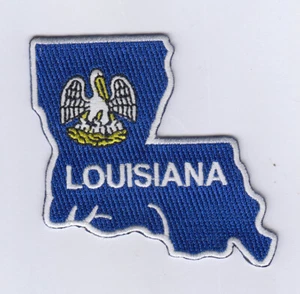 Parches bordados de mapa estatal LOUISIANA 3,5""x3,5"" plancha - Imagen 1 de 1