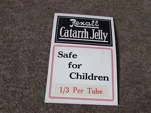REXALL Catarrh Jelly Safe for Children c 1920's SHOP Advertising Showcard - Picture 1 of 2