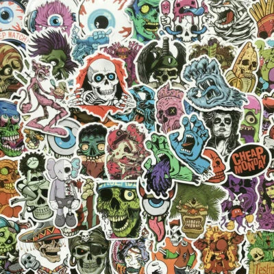 50Pcs Vinyl Horror Stickers Pack bomb Skateboard Graffiti Laptop Luggage Decals - Image 1 of 4