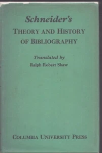 THEORY And HISTORY Of BIBLIOGRAPHY by Georg Schneider - Imagen 1 de 1