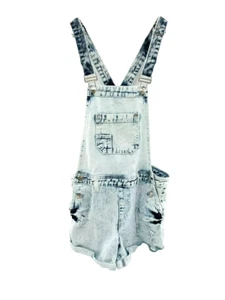 Pantalones cortos con tirantes de mezclilla Forever21 para mujer talla S desgastados lavados con ácido - Imagen 1 de 7