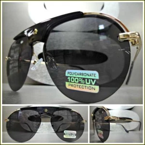 Men's or Women CLASSIC VINTAGE RETRO Style SUNGLASSES Round Gold Frame Dark Lens - Picture 1 of 7
