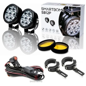2 Fari moto profondità 120w SB12P 12000LUMEN + Cablaggio relè + staffe 38-60mm - Imagen 1 de 24