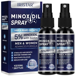 2 Bottles 5% Minoxidil Hair Growth Spray for Men Women Hair Loss Regrow Thinning - Picture 1 of 8