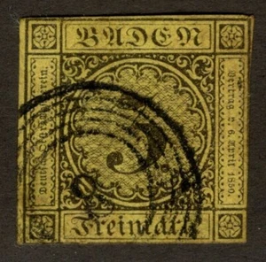 Baden Germany Scott 2 Used - CV 12.50$ - Picture 1 of 2