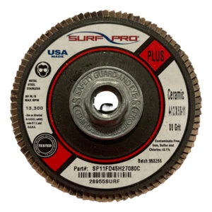 Surf-Pro 4-1/2" x 5/8-11 Flap Wheel Discs 80 Girt Ceramic PLUS Type 27 10 Pack - Picture 1 of 1