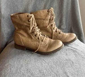 Rock & Candy Stiefel Damen 7,5 M Stiefeletten Beige Spitze Kunstleder Schnürung - Bild 1 von 24