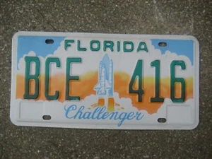 AMERICAN FLORIDA CHALLENGER SPACE SHUTTLE # BCE 416 RARE GRAPHIC NUMBER PLATE - Picture 1 of 1