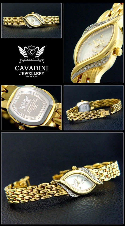 Fine Cavadini Women's Watch CV-4044 With Zirconia - Stones Gold Plated Narrow - image 1 of 1