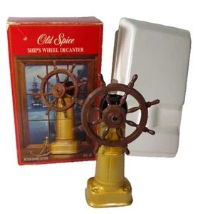 Old Spice Ships Wheel Decanter Aftershave EMPTY Decanter Nautical  box USA vtg - Picture 1 of 11
