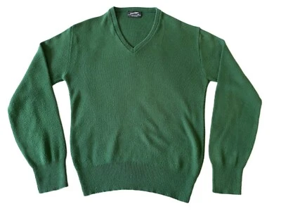 Vintage Puritan - Men's XL Green V-Neck Orlon Acrylic Pullover Sweater - USA - Image 1 of 4