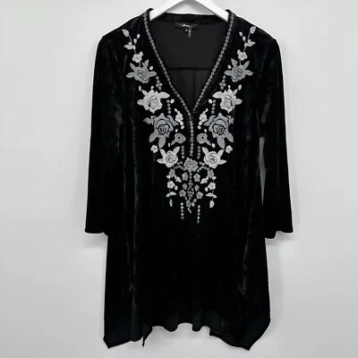 Blusa túnica Andree by Unit pequeña bordada terciopelo aplastado fluida Foto 1 de 4