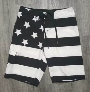 Hang Ten Board shorts Men's 30 Black American Flag Swim Trunks Outdoor Surfing - Picture 1 of 10