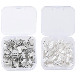100 Pcs Bookmark Pinch Crimp Clamp End Ribbon Ending Clasp - Picture 1 of 12