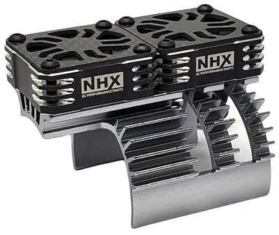 NHX RC 1/8 Twin Cyclone Alum HV Cooling Fans wCover 28000RPM Motor Heatsink Grey - Image 1 of 4