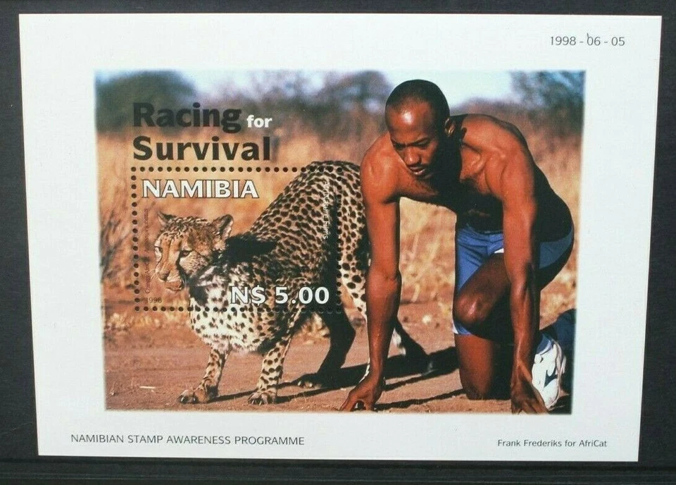 NAMIBIA 1998 Wildlife Conservation: Racing Cheetah. SOUVENIR SHEET. MNH. SGMS801 - Image 1 of 1