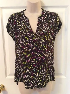 Cynthia Rowley Größe XS Tunika Bluse Top schwarz lila weiß - Bild 1 von 4