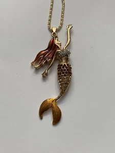 ORANGE AND Gold Mermaid Necklace-BJ15304 - Picture 1 of 3