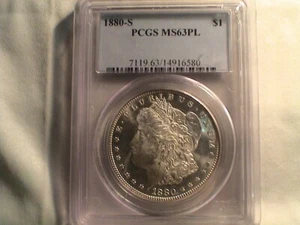 1880-S Morgan Silver Dollar PCGS MS 63 PL - Picture 1 of 3