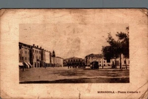 Modena Mirandola piazza U. l°, Tram , pieghine F. piccolo spedita franc. asp. - Picture 1 of 2
