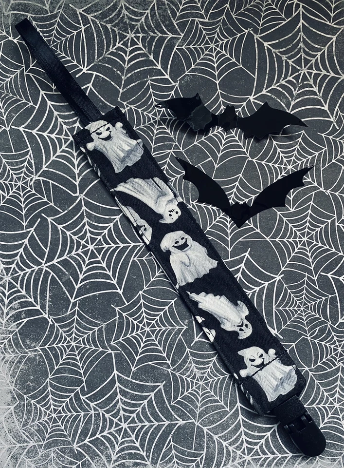 Spooky Ghosts Baby Pacifier Clip Haunt Little Monster Gothic Halloween - Image 1 of 1