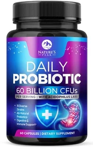 Daily Probiotic Supplement 60 Billion CFU - 10 Diverse Strains for Digestion - Picture 1 of 16