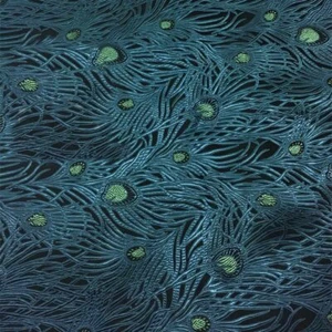 1Meter X 0.75Meter Brocade Material 29" Wide Peacock Feather Material Craft Bag - Bild 1 von 6