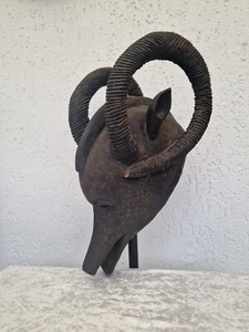Art African Afrikanisch Tribal Ram Mask Burkina Faso Maske Büffel - Bild 1 von 16