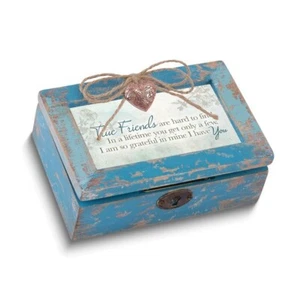 Cottage Garden Distressed Wood Photo Music Jewelry Box Plays "Thats Friends For" - Picture 1 of 1