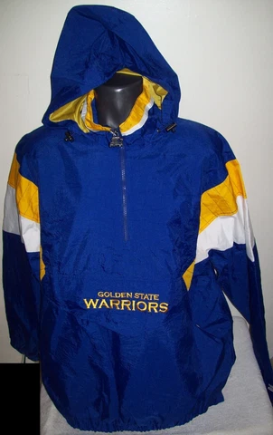GOLDEN STATE WARRIORS Starter Hooded Half Zip Pullover Jacket 2X 4X BLUE Cover