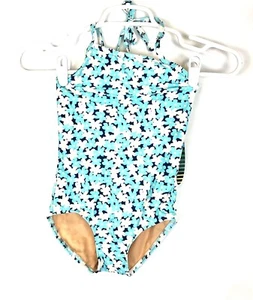 Toobydoo Girl’s Size 7/8 Blue White Floral One Piece Swimsuit - Picture 1 of 3
