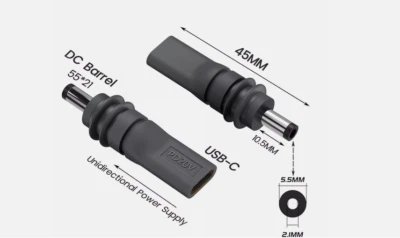 Adaptador de corriente USB C hembra a CC 5,5 x 2,1 para Starlink Mini, PD 100W Foto 1 de 4
